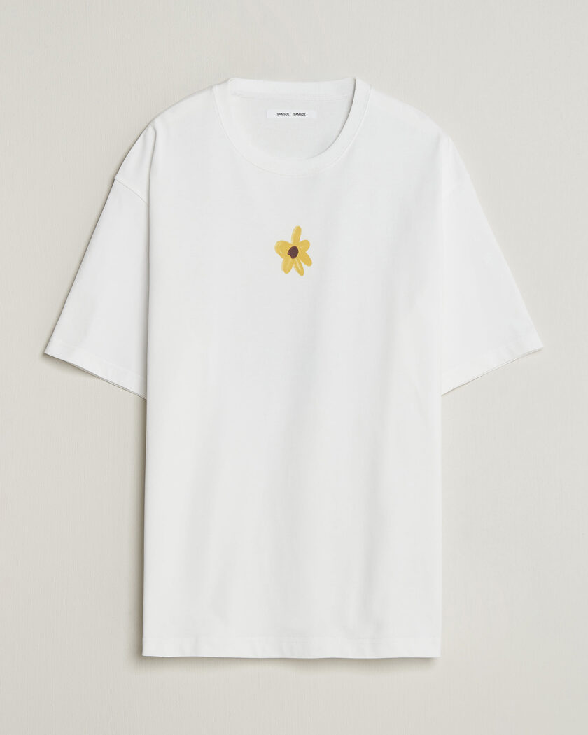 Samsøe Samsøe Giles Printed Crew Neck T-Shirt White Flowers – Hvid