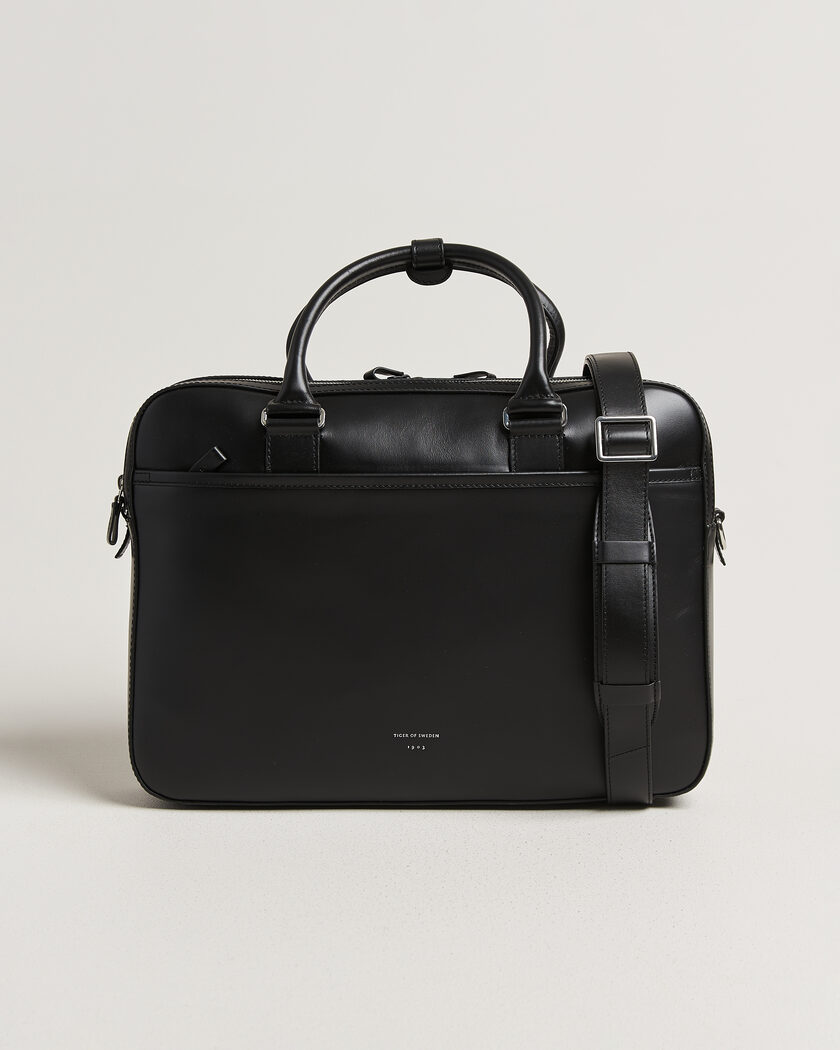 Tiger of Sweden Burin Smooth Leather Briefcase Black – Sort