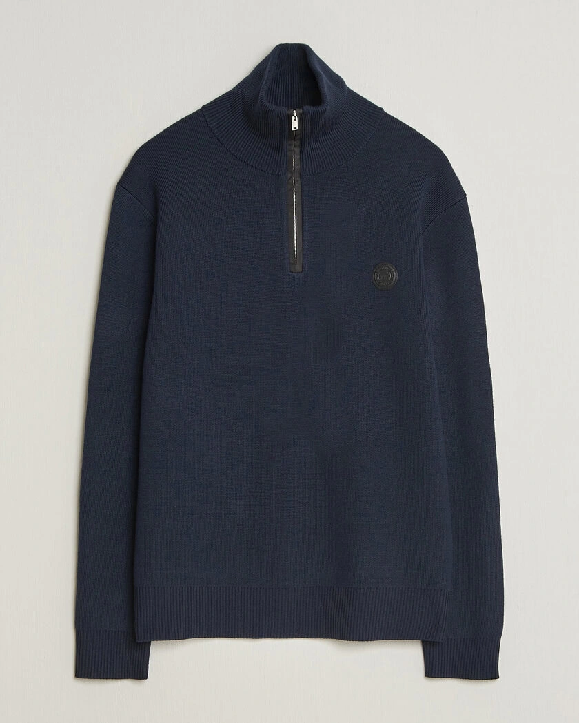 Tiger of Sweden Hamish Wool Heavy Knitted Half Zip Night Grape – Blå