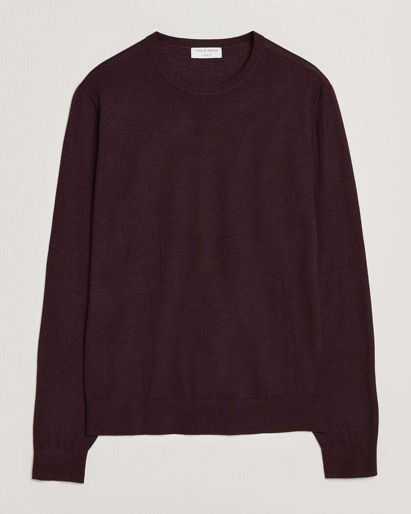Tiger of Sweden Connor Extra Fine Merino Crew Neck Pullover Aubergine – Lilla