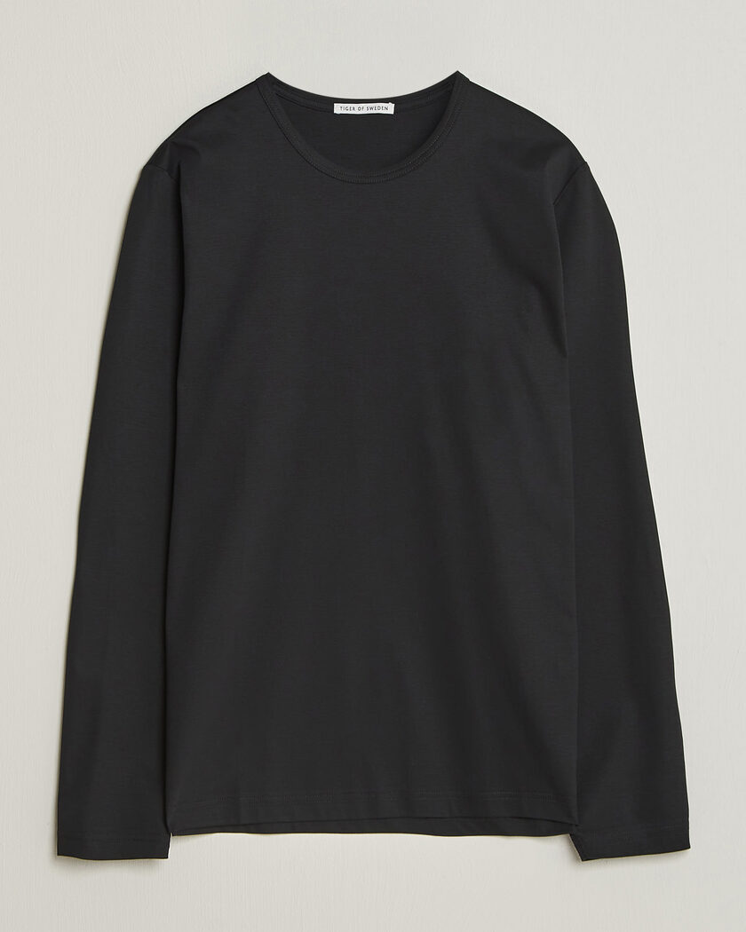 Tiger of Sweden Olaf Mercerized Cotton Long Sleeve T-Shirt Black – Sort