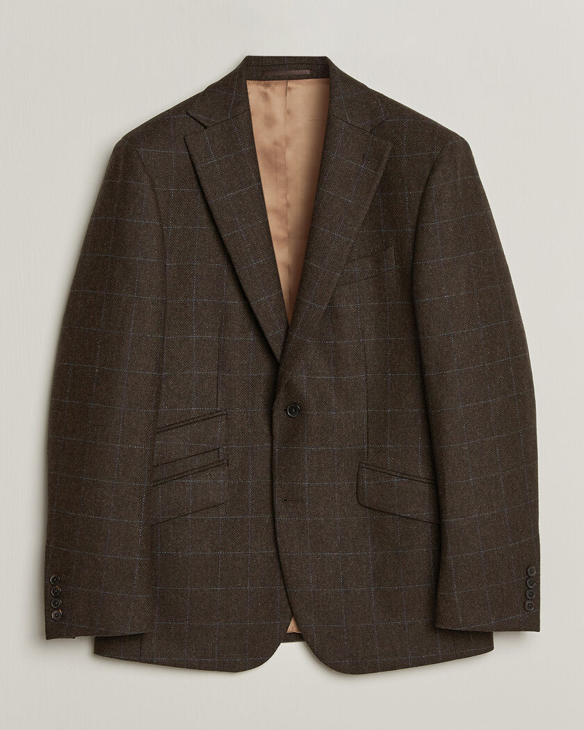 Walker Slater Edward Lambswool Windowpane Blazer Brown – Brun