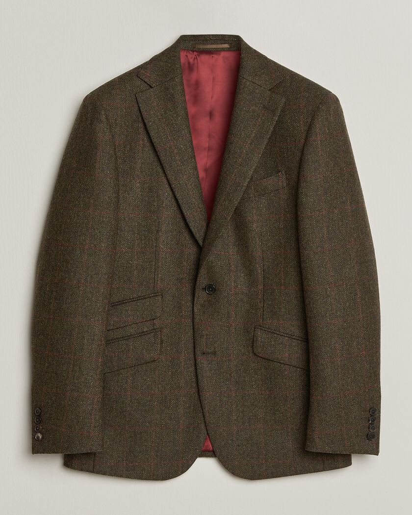 Walker Slater Edward Lambswool Windowpane Blazer Green – Grøn