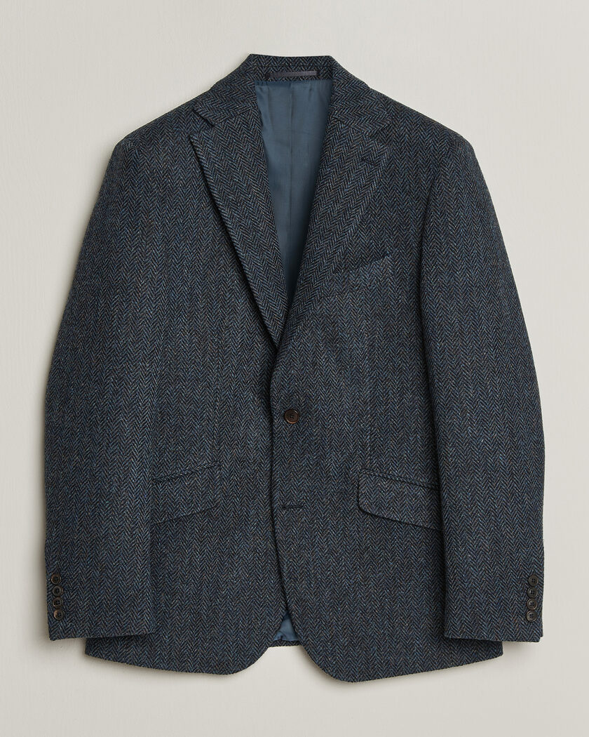 Walker Slater Edward Harris Tweed Herringbone Blazer Navy – Blå