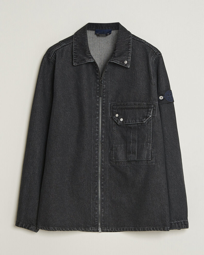 Stone Island Denim Overshirt Black Medium Wash – Sort