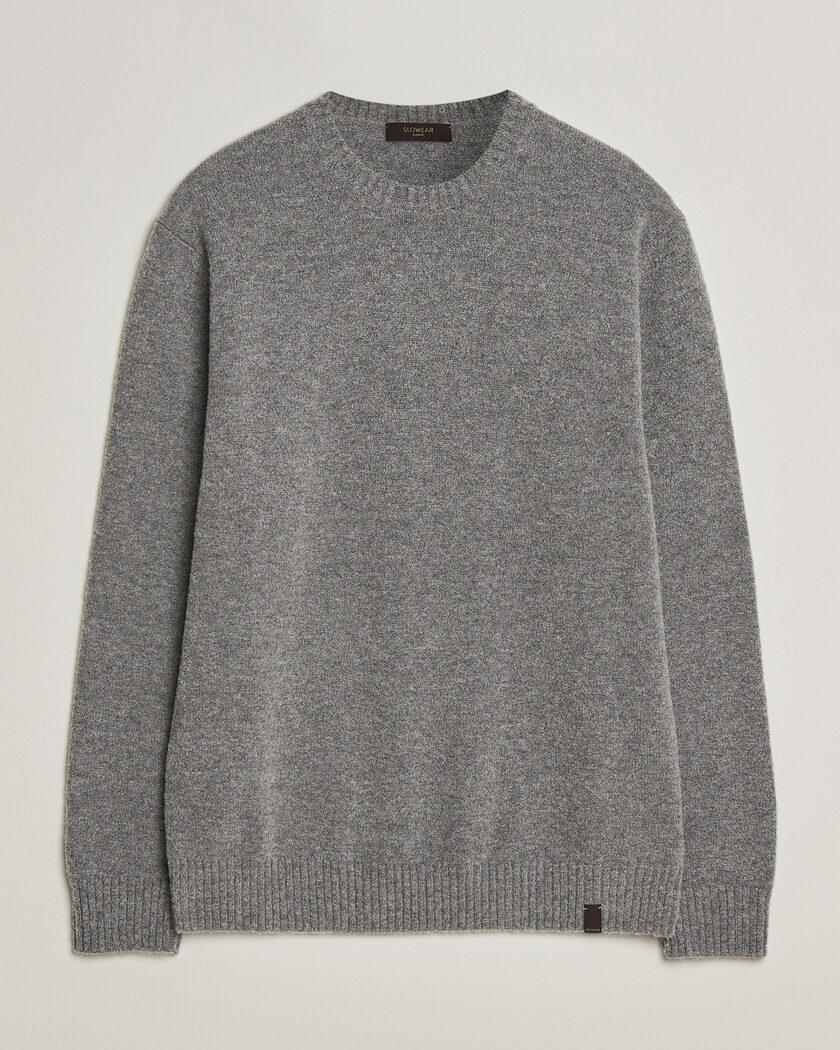 Zanone Wool Boucle Crew Neck Grey Melange – Grå