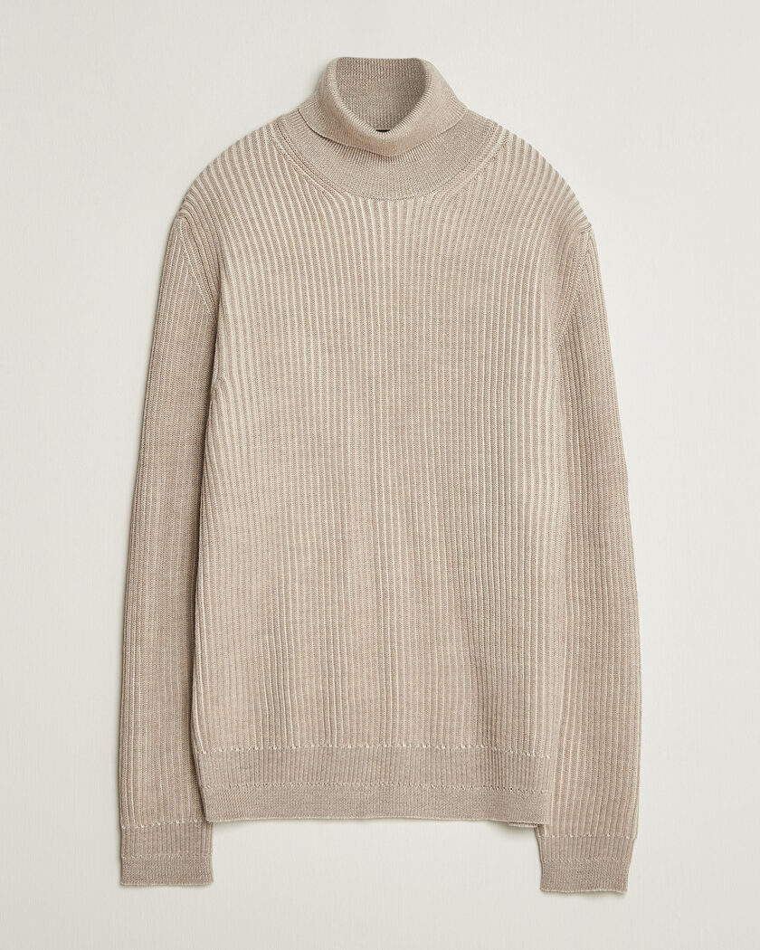 Zanone Fishermans Rib Rollneck Beige – Beige