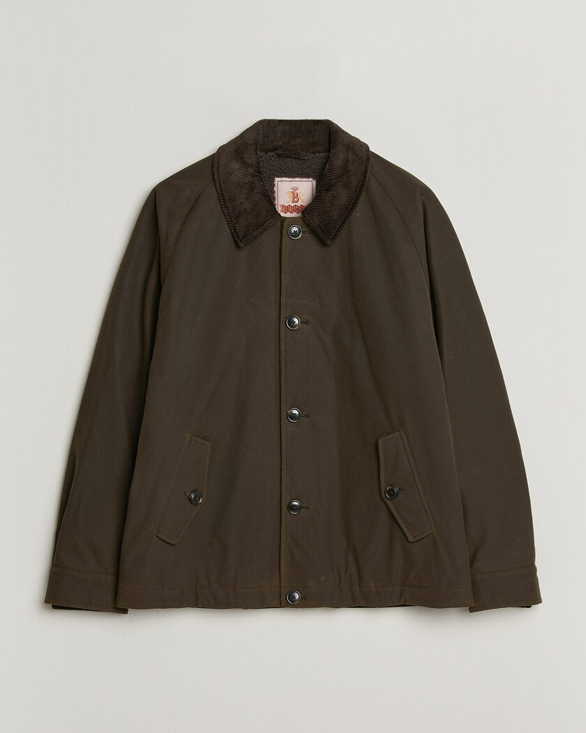  Baracuta Waxed Sherling Lined Deck Jacket Deep Moss – Grøn