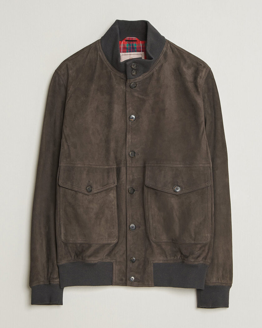 Baracuta Suede Blouson Jacket December Sky – Grå