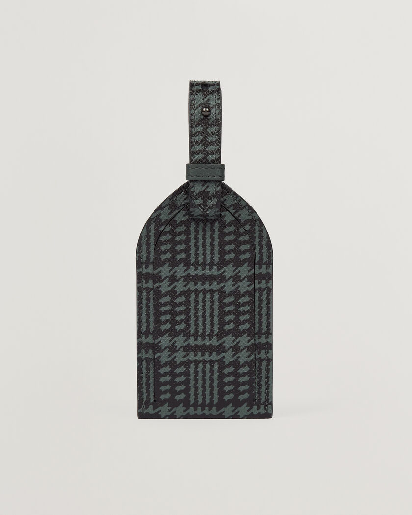 Smythson Panama Tweed Luggage Tag Slate Green – Grøn