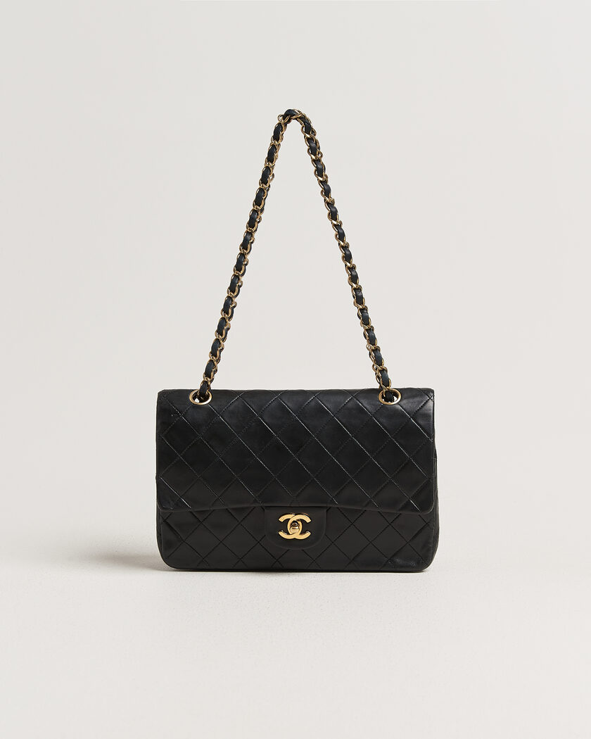 Chanel Pre-Owned Classic Medium Double Flap Bag Lambskin Black – Sort