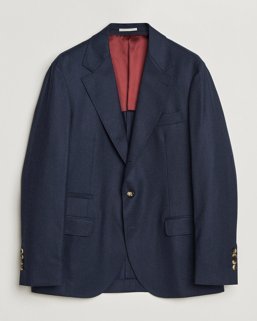 Brunello Cucinelli Wool Flannel Blazzer Navy – Blå