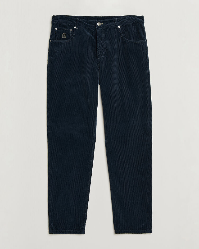 Brunello Cucinelli Leisure Fit Corduroy 5-Pocket Pants Navy – Blå