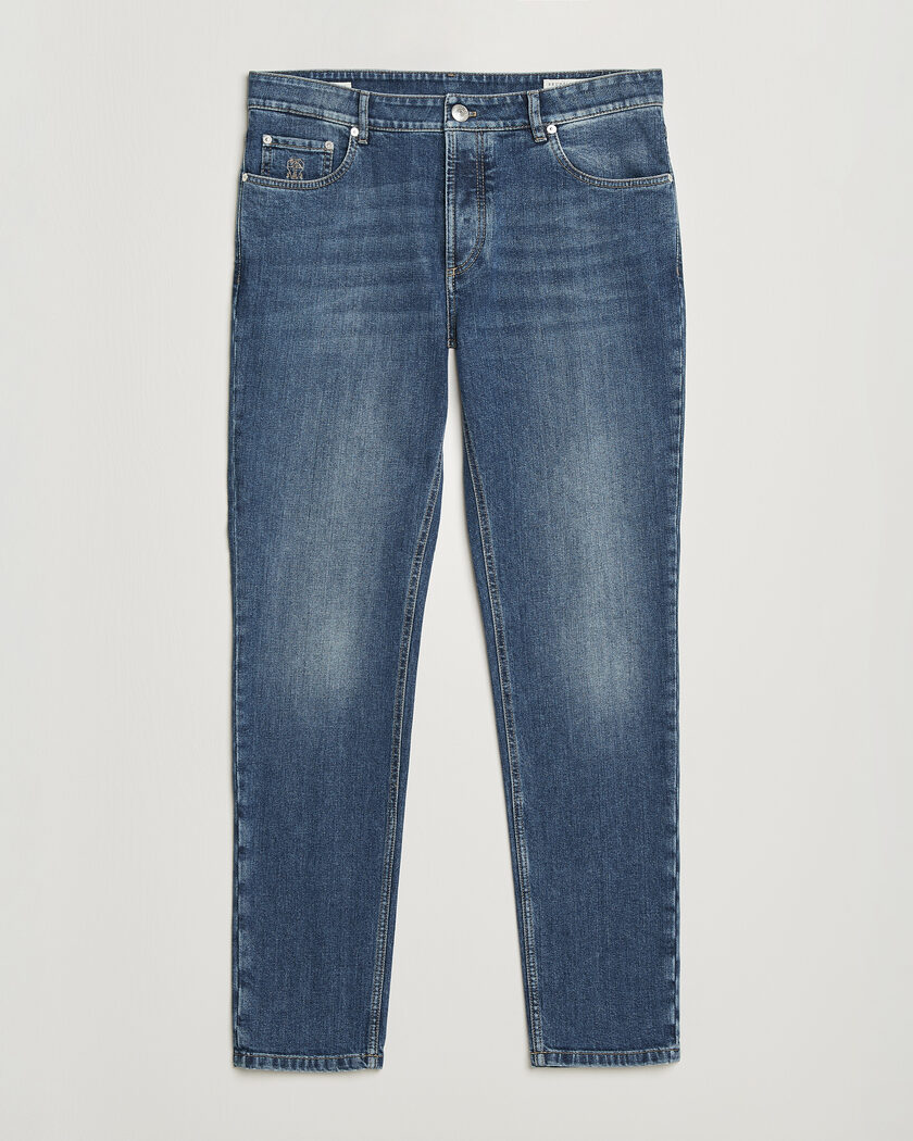 Brunello Cucinelli Traditional Fit Jeans Medium Wash – Blå