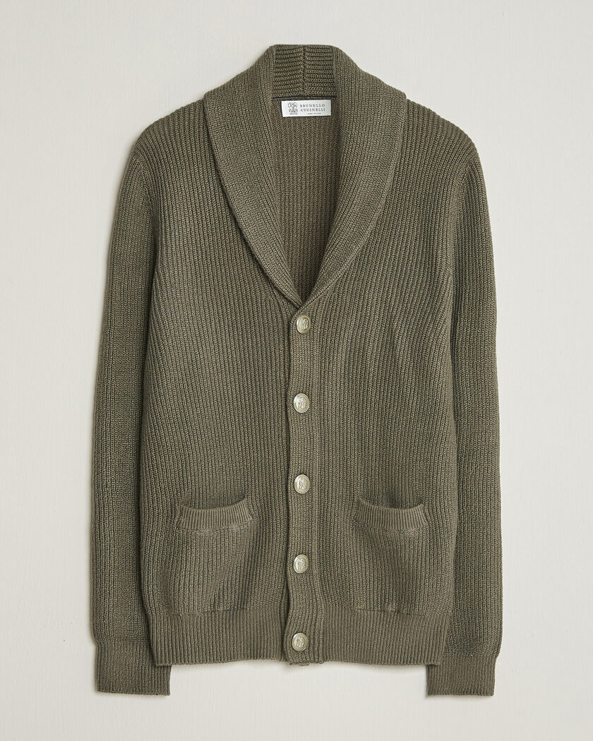 Brunello Cucinelli Shawl Collar Cardigan Forest Green – Grøn