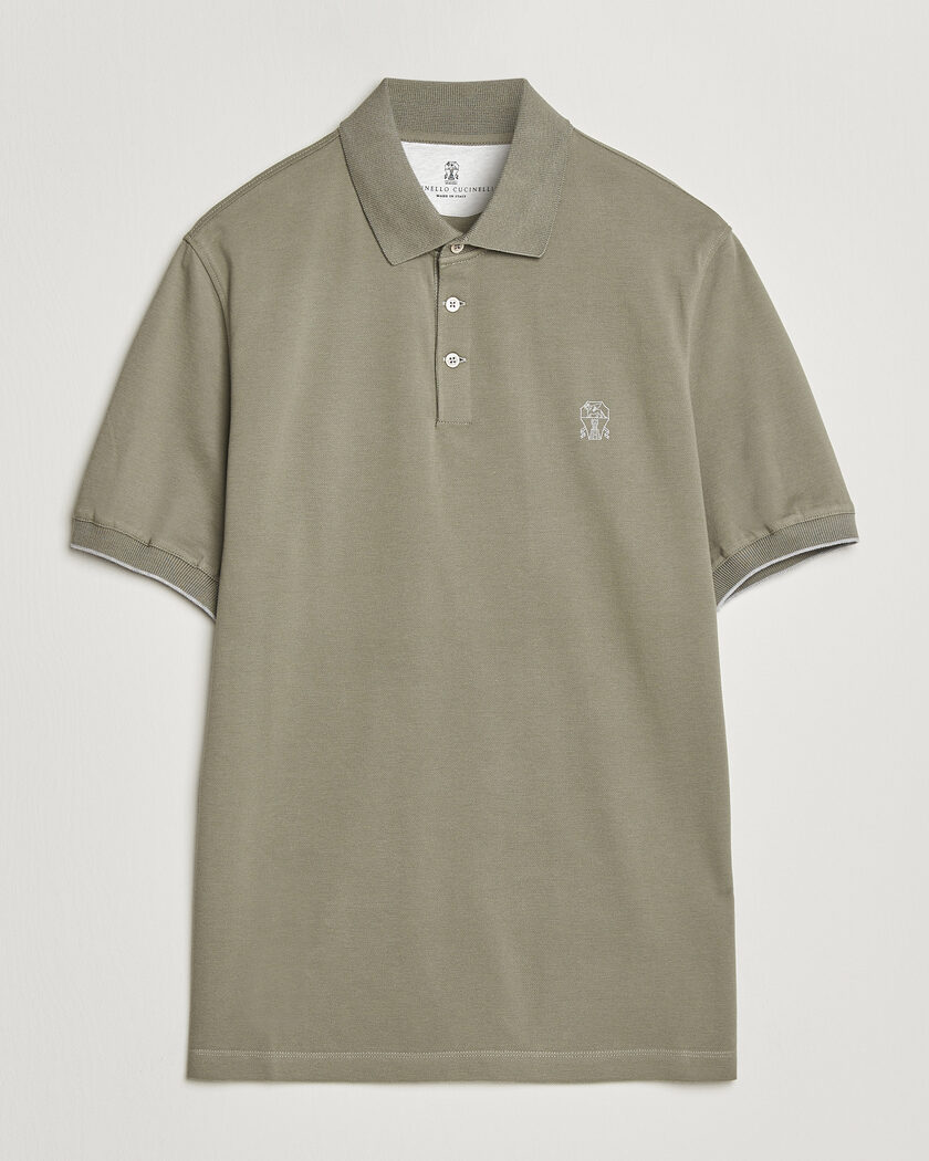 Brunello Cucinelli Short Sleeve Logo Polo Olive – Grøn
