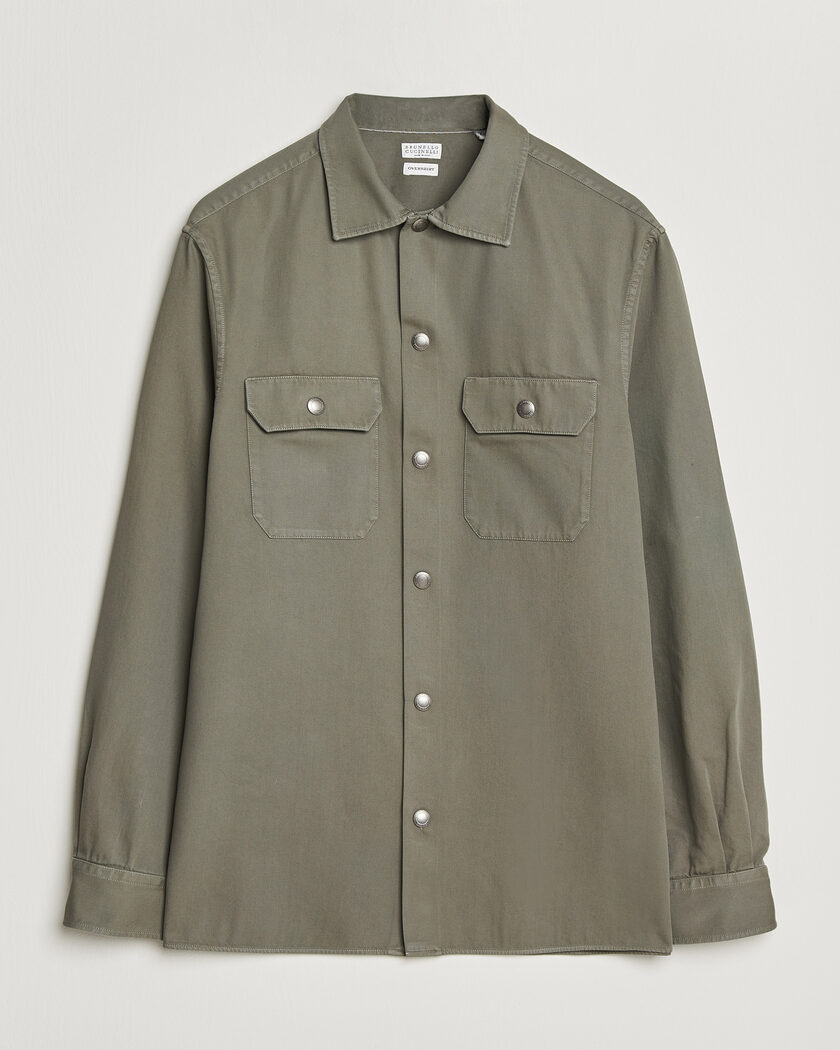 Brunello Cucinelli Twill Cotton Overshirt Olive – Grøn
