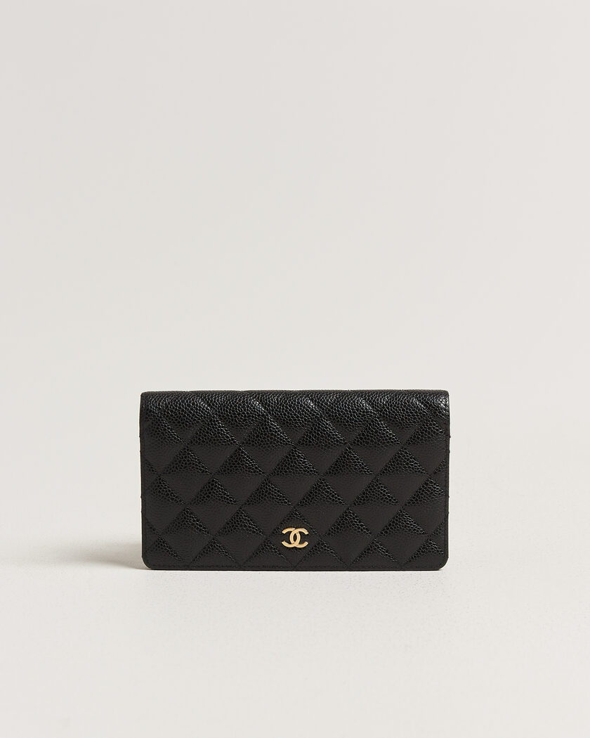 Chanel Pre-Owned Classic Bifold Wallet Caviar Leather Black – Sort