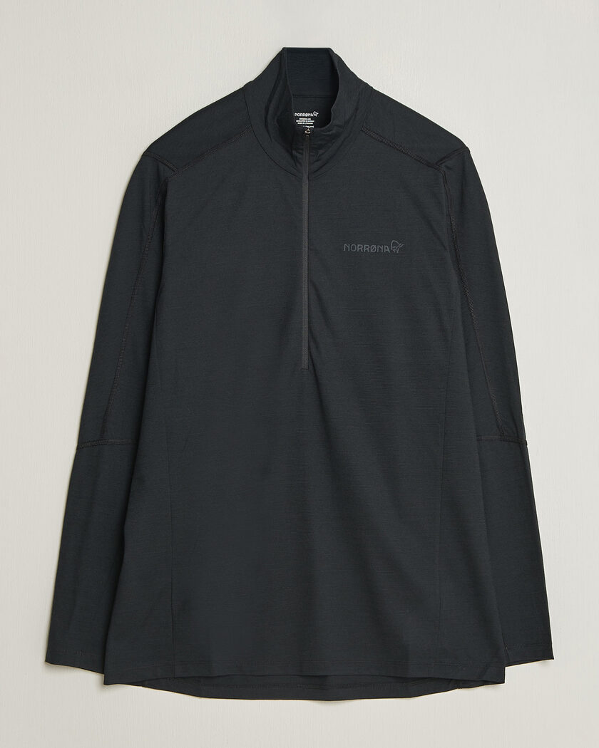 Norrøna Falketind Equalizer Wool Zip Neck Caviar Black – Sort