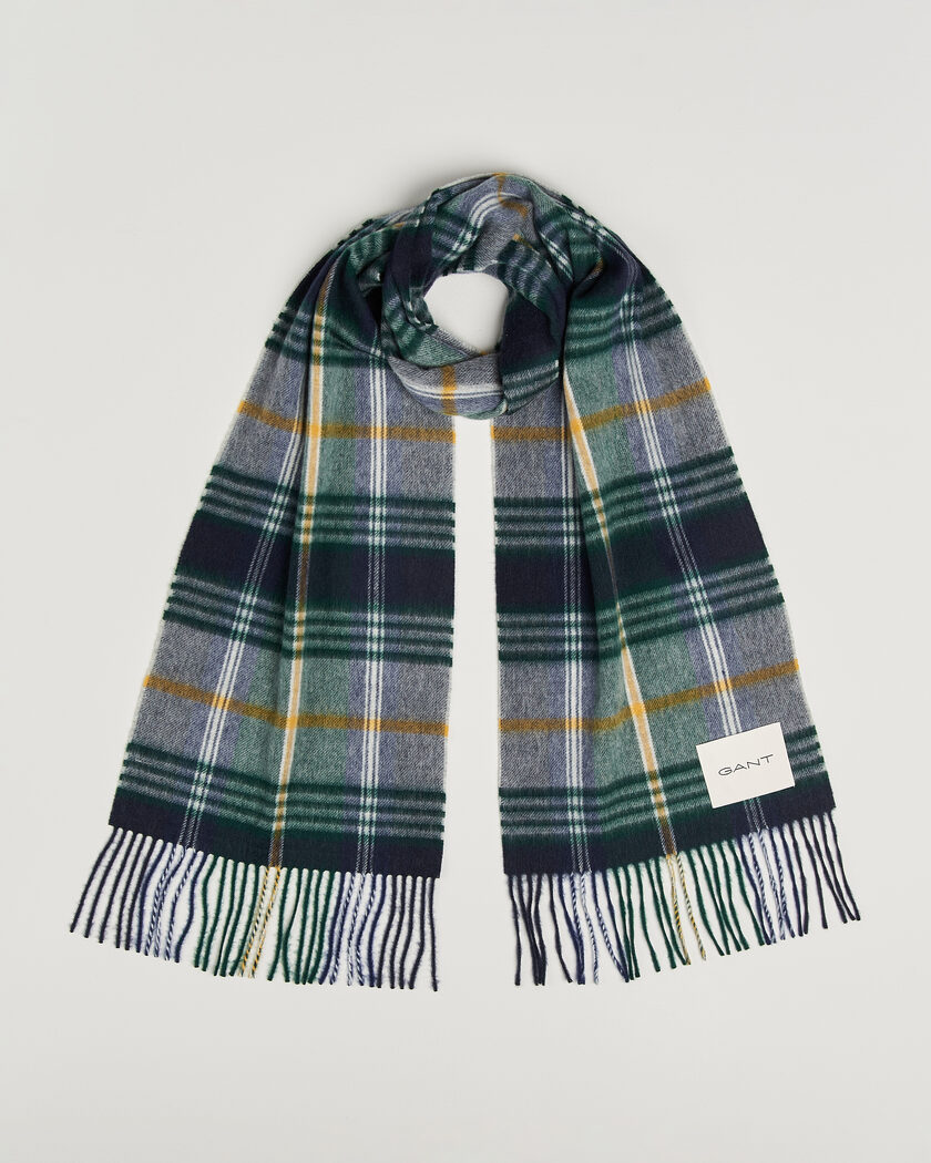 Gant Checked Wool Scarf Marine – Blå