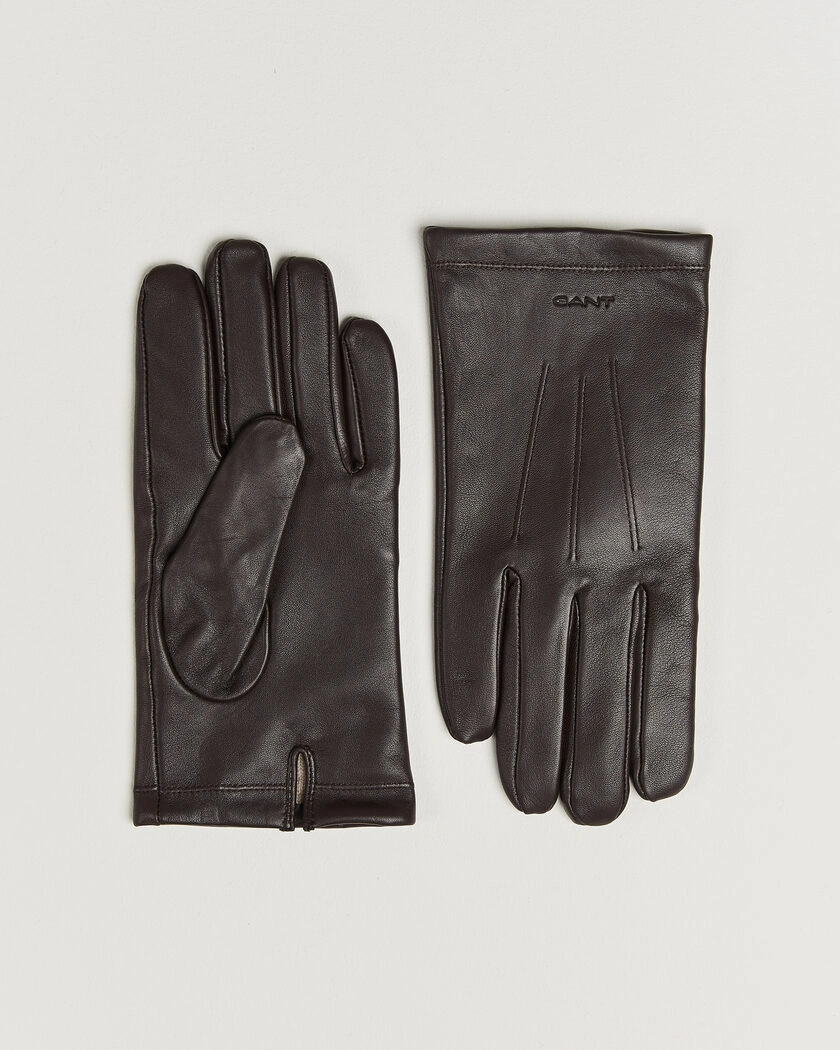 Gant Cashmere Lined Leather Glove Deep Brown – Brun