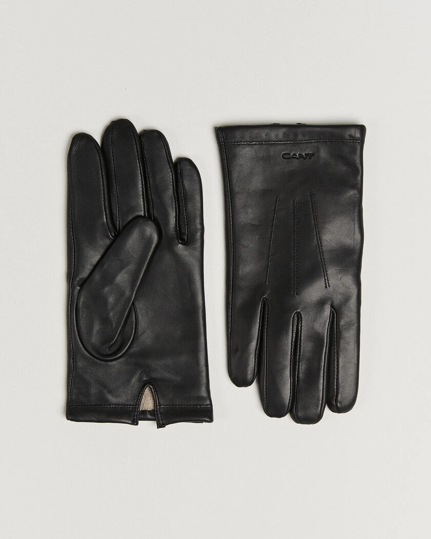 Gant Cashmere Lined Leather Glove Black – Sort