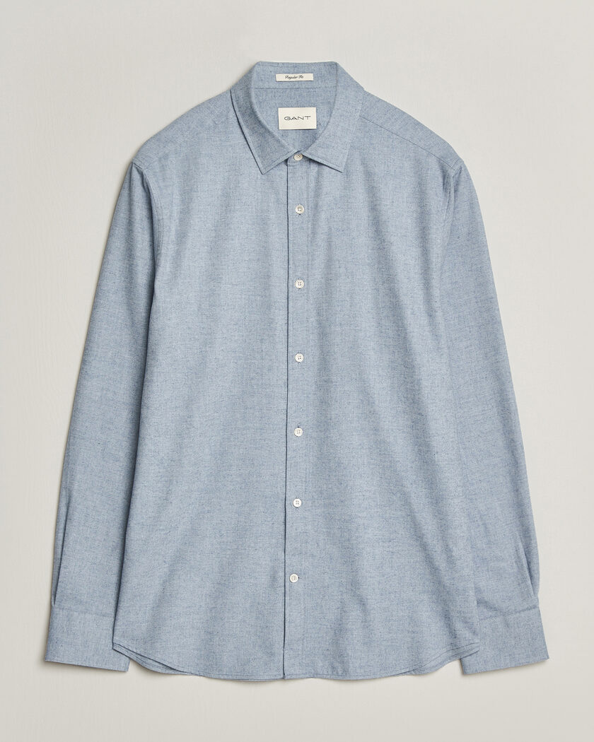 Gant Regular Fit Flannel Shirt Light Blue Melange – Blå