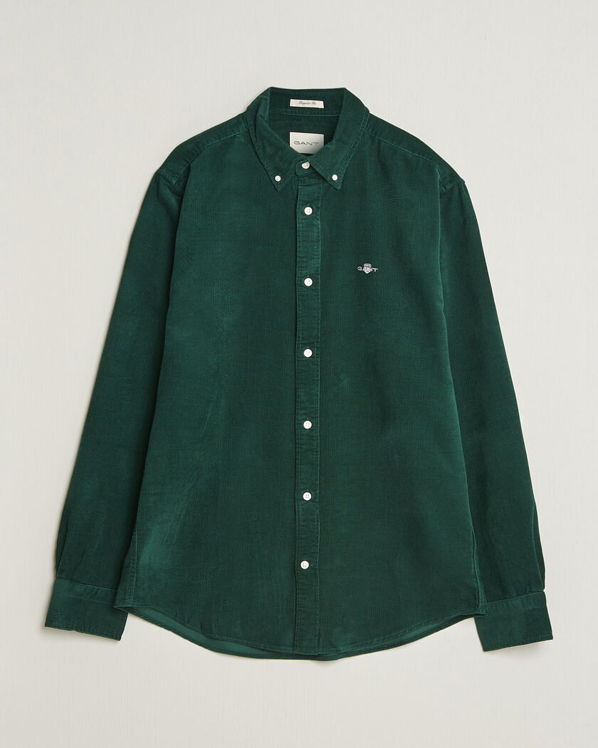 Gant Regular Fit Corduroy Shirt Tartan Green – Grøn