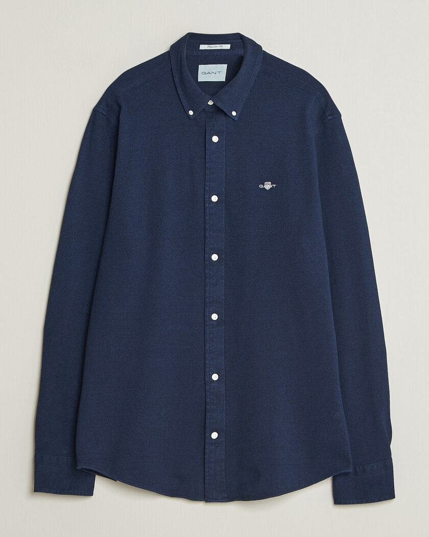 Gant Regular Fit Indigo Jersey Pique Shirt Dark Blue – Blå
