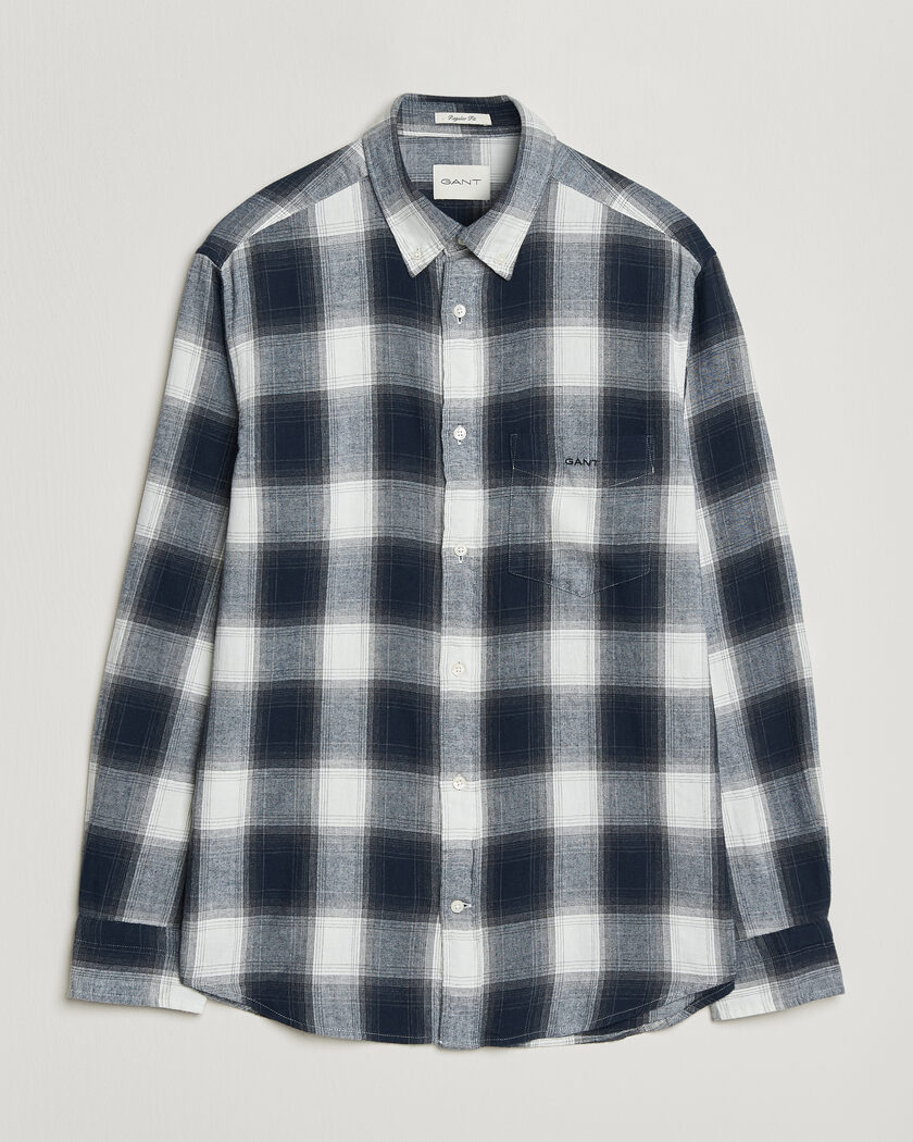 Gant Regular Fit Windblown Flannel Checked Shirt Evening Blue – Blå
