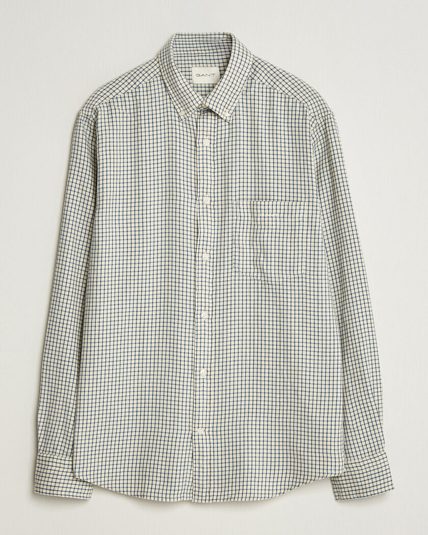 Gant Regular Fit Windblown Flannel Checked Shirt Blue Horizon – Blå