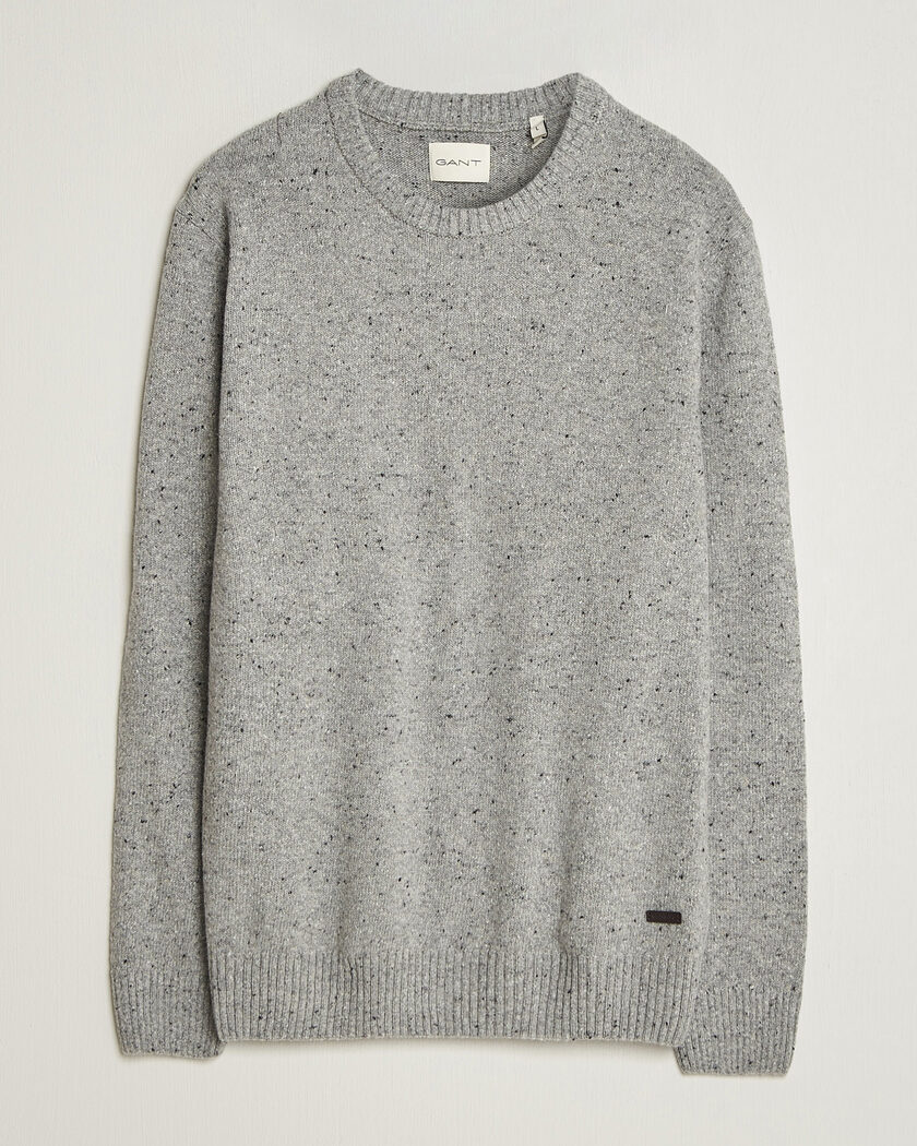 Gant Neps Wool Crew Neck Sweater Grey Melange – Grå