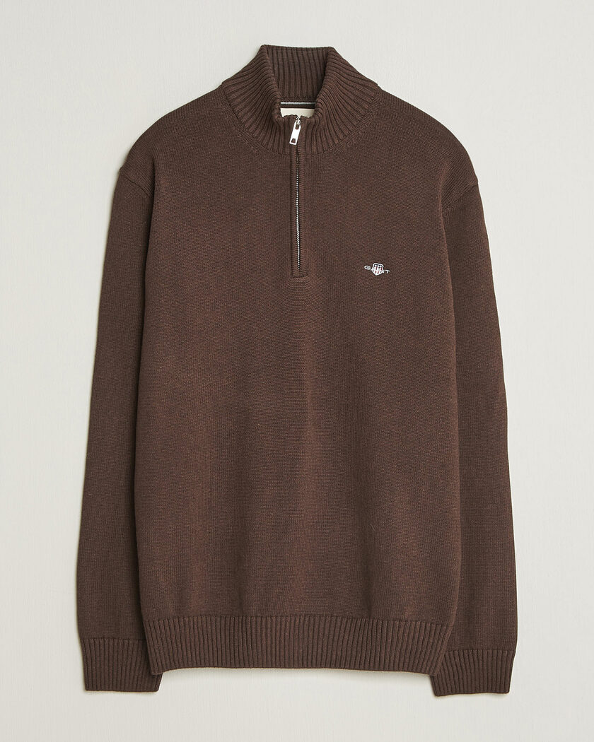 Gant Casual Cotton Half Zip Black Brown Melange – Brun