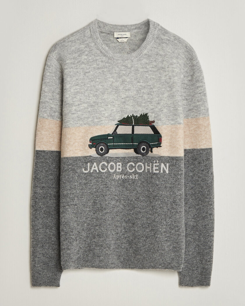 Jacob Cohën Embroidery Knitted Apres-Ski Crew Neck Grey – Grå