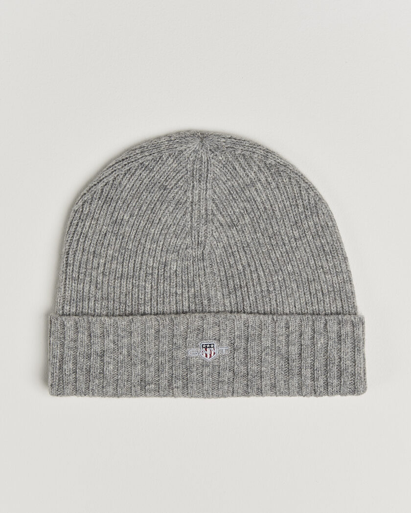 Gant Wool Beanie Grey Melange – Grå