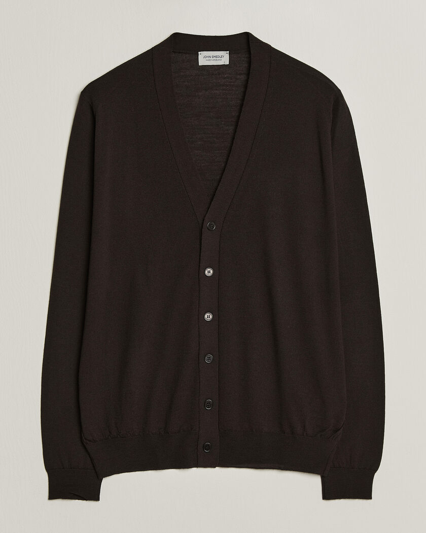 John Smedley Bradrick Extra Fine Merino Cardigan Faulkner Brown – Brun