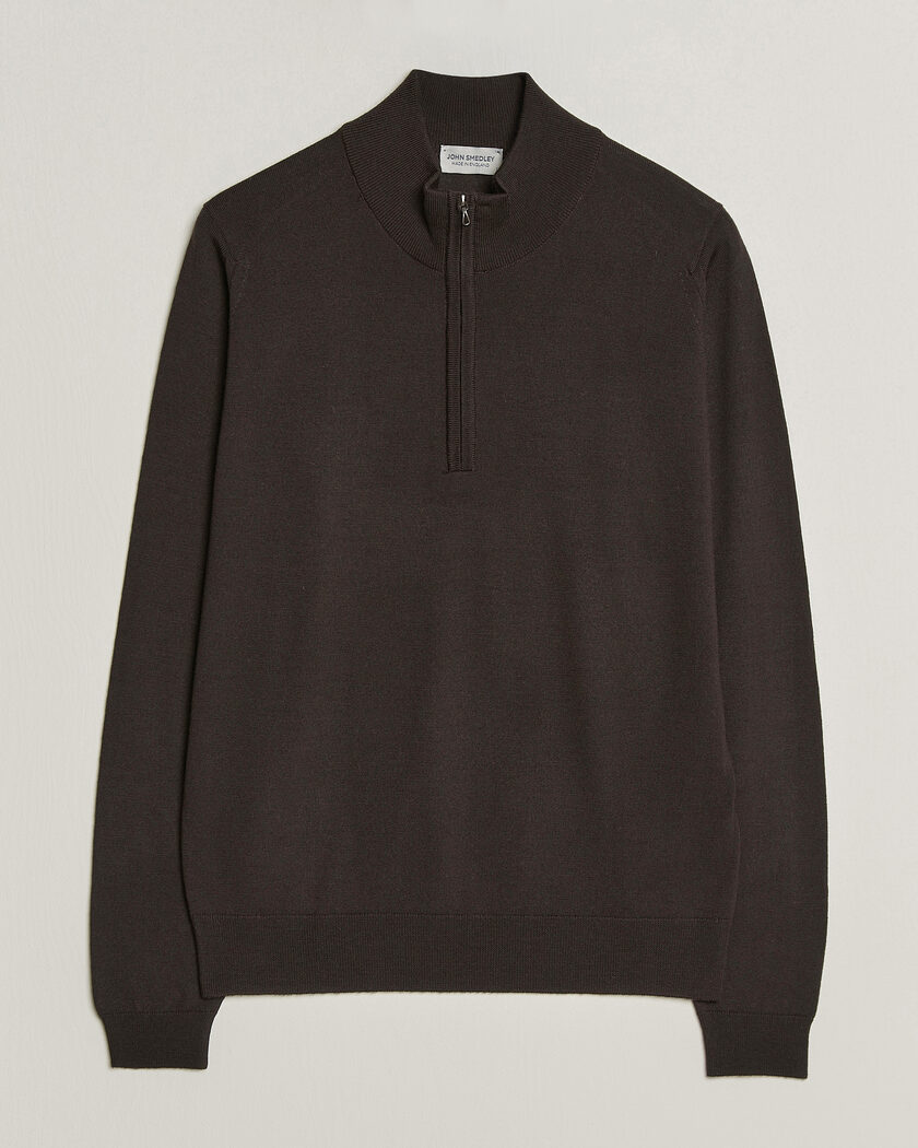 John Smedley Tapton Extra Fine Merino Half Zip Faulkner Brown – Brun