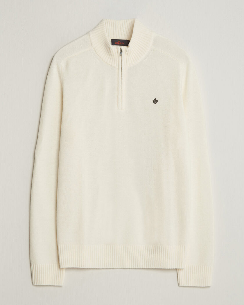 Morris Hertford Lambswool Half Zip Off White – Hvid