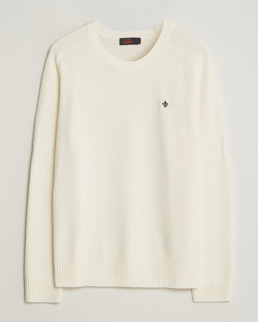 Morris Hertford Lambswool Crew Neck Off White – Hvid
