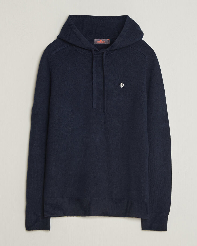 Morris Hertford Lambswool Hoodie Navy – Blå