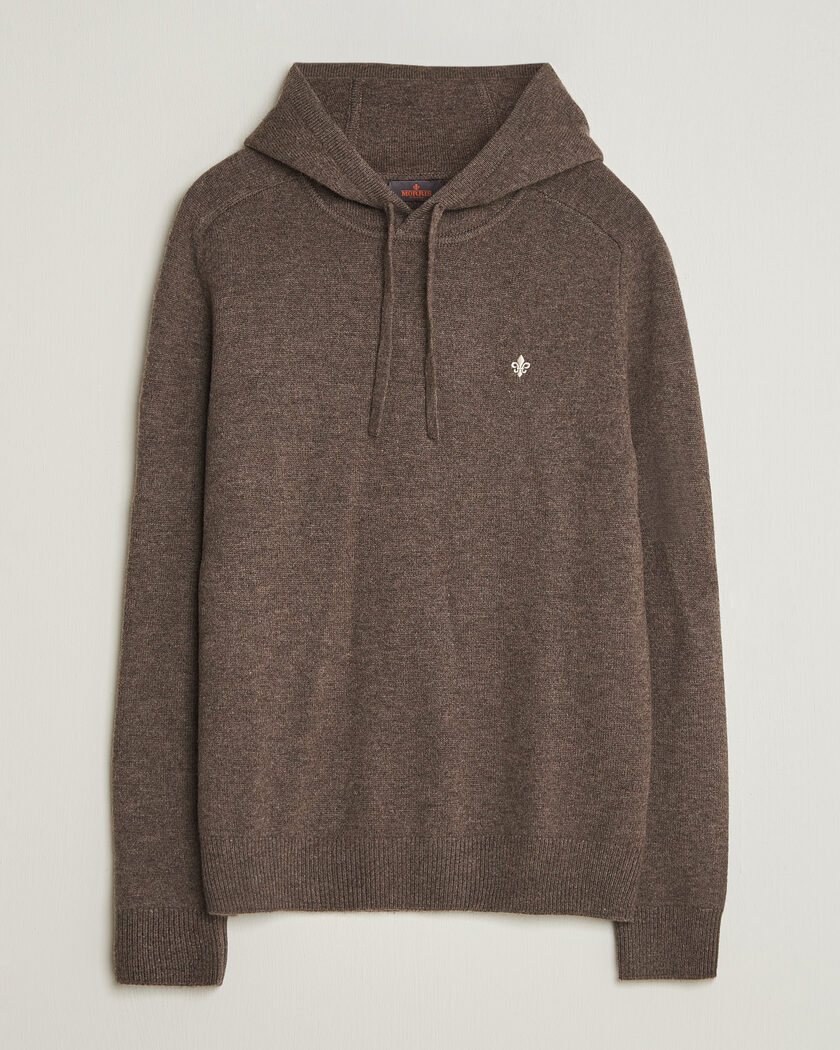 Morris Hertford Lambswool Hoodie Brown – Brun