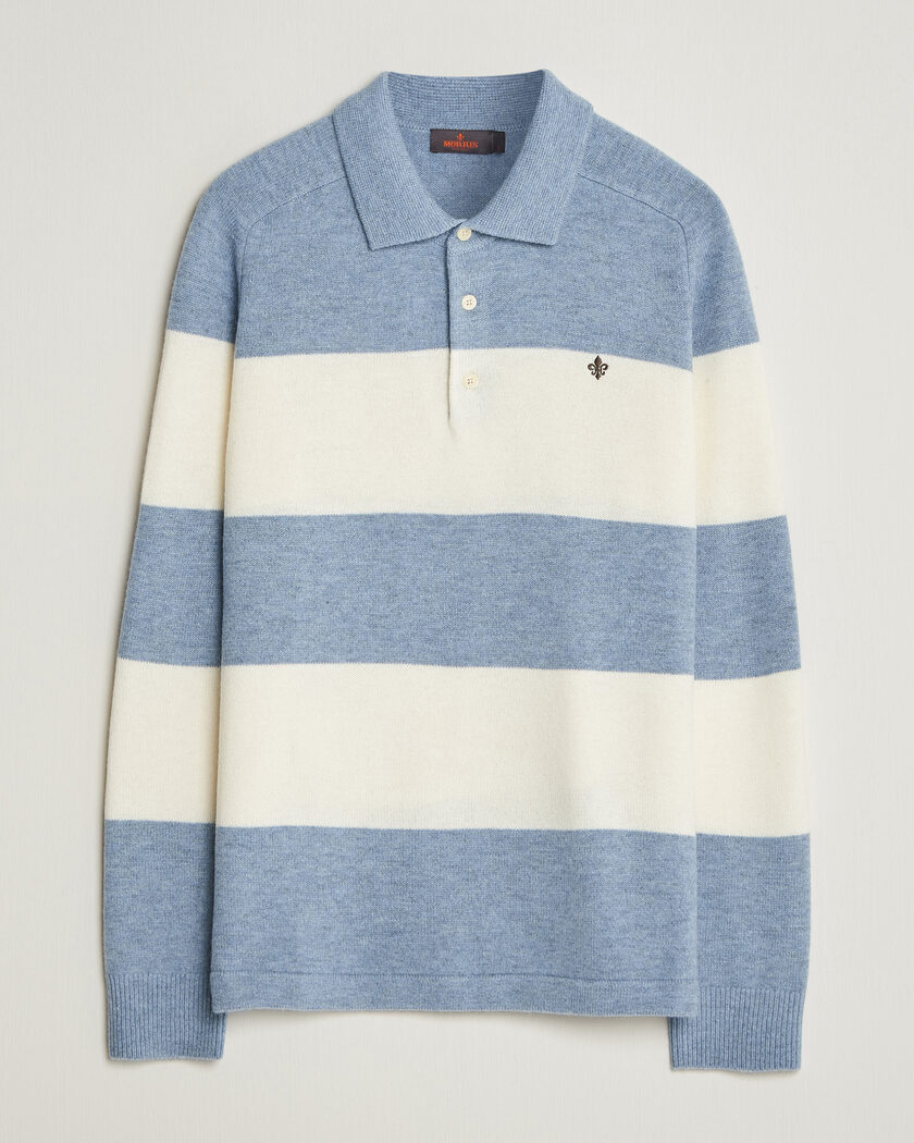 Morris Hertford Knitted Polo Blue – Blå