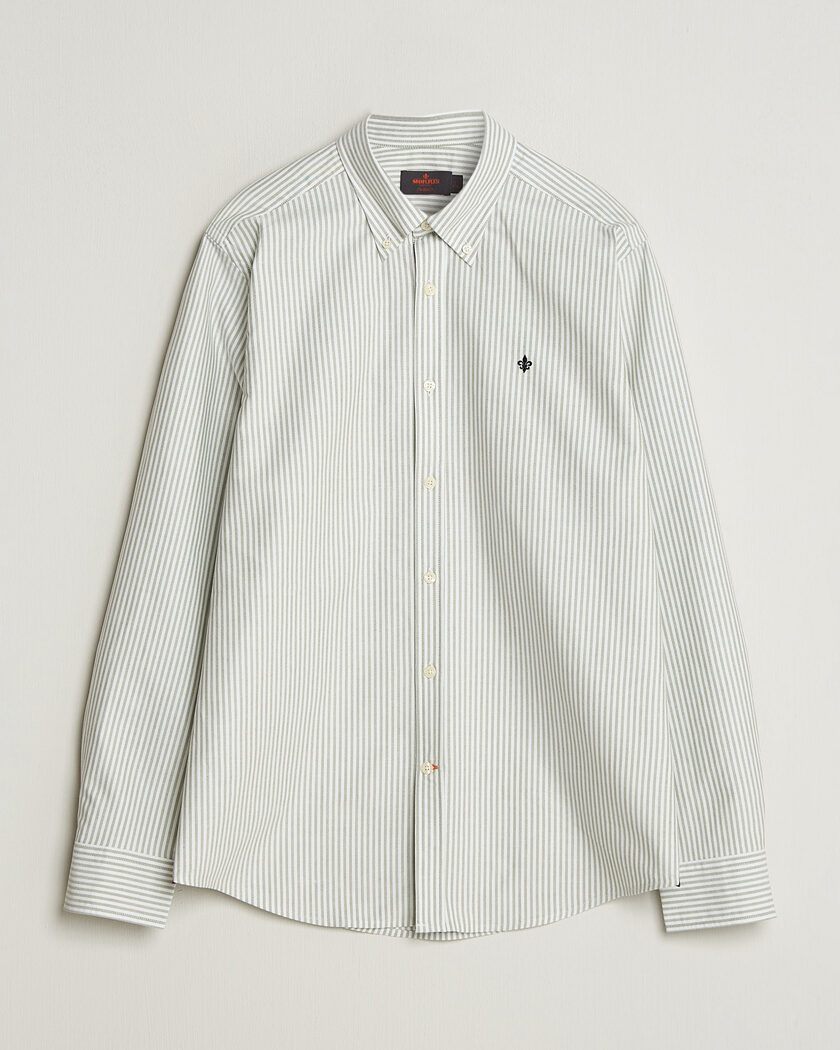 Morris Douglas Oxford Stripe Shirt Olive – Grøn
