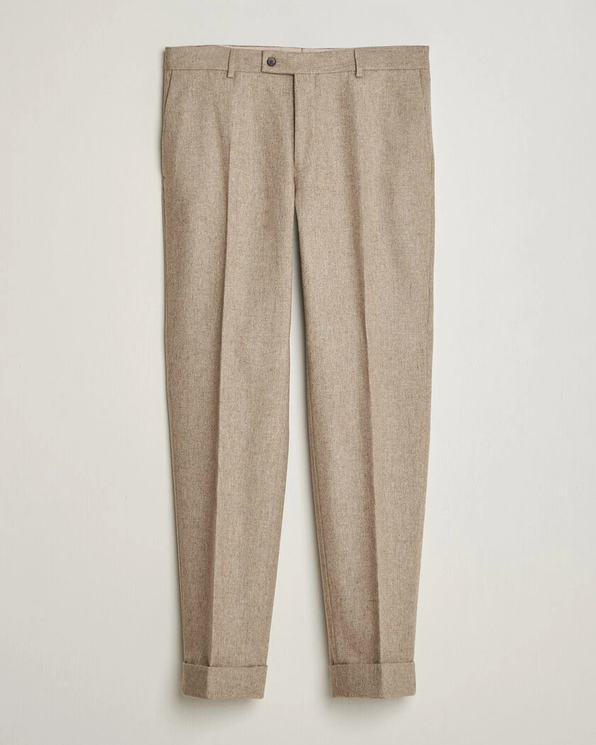 Morris Flannel Suit Trousers Khaki – Beige
