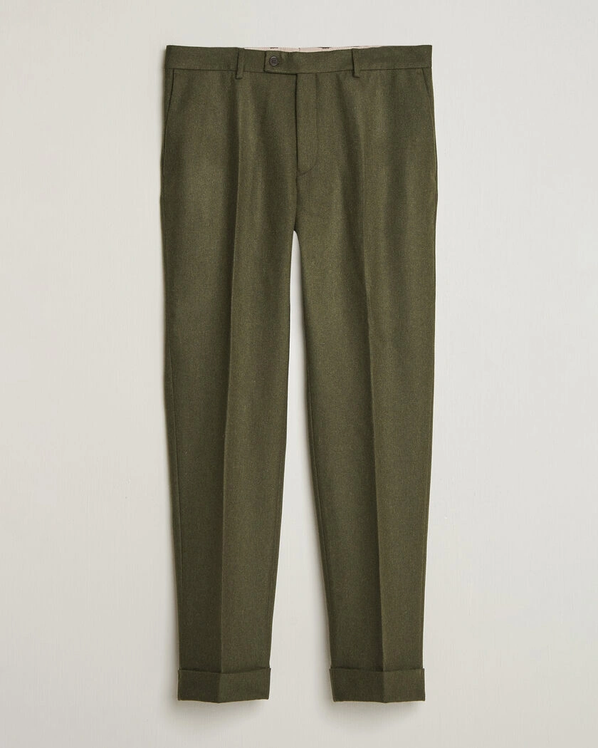Morris Flannel Suit Trousers Green – Grøn