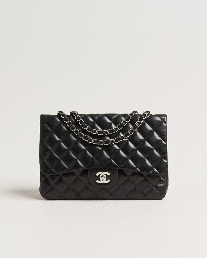 Chanel Pre-Owned Classic Jumbo Single Flap Bag Lambskin Black – Sort