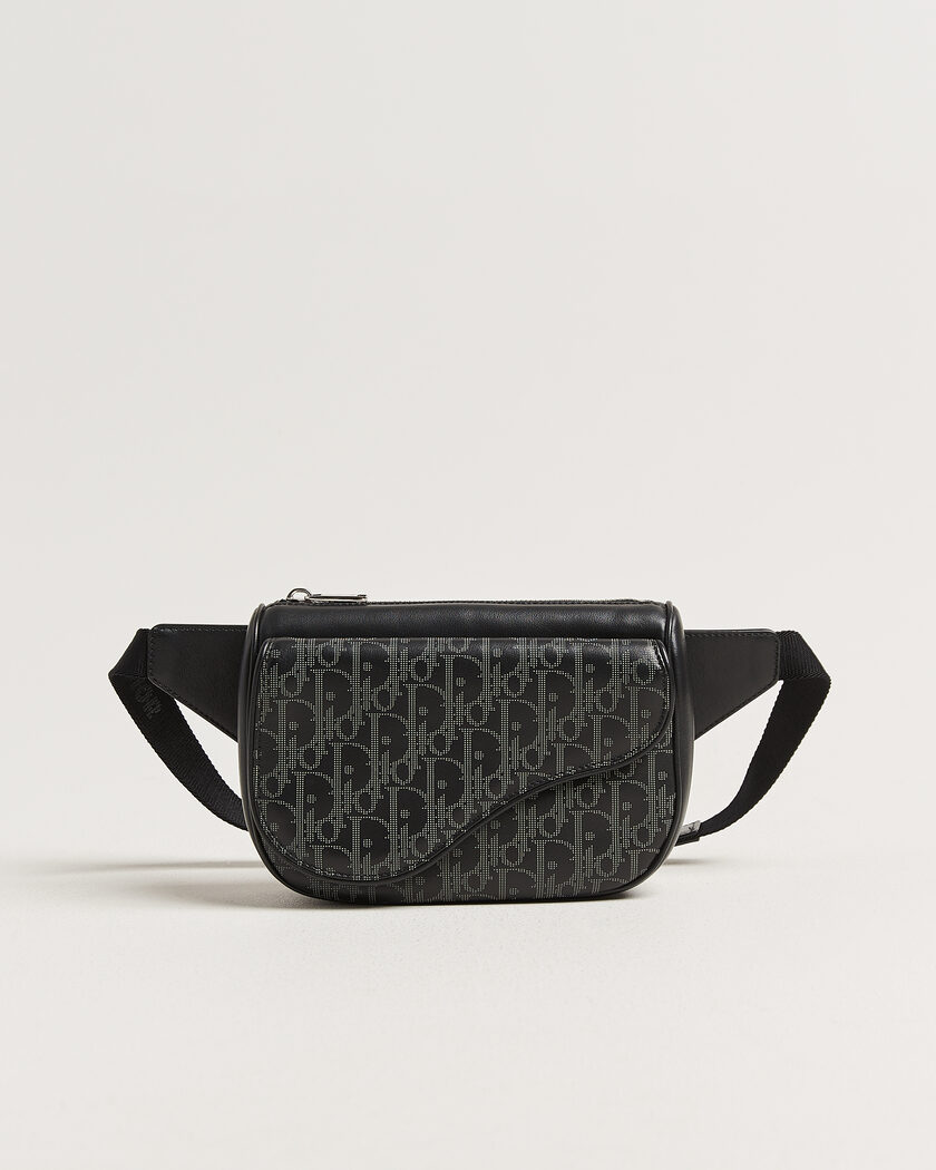 Dior Pre-Owned Saddle Bag Oblique Leather Black – Sort