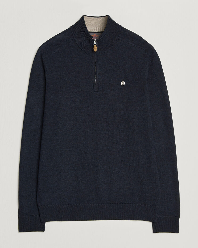 Morris John Merino Half Zip Navy – Blå