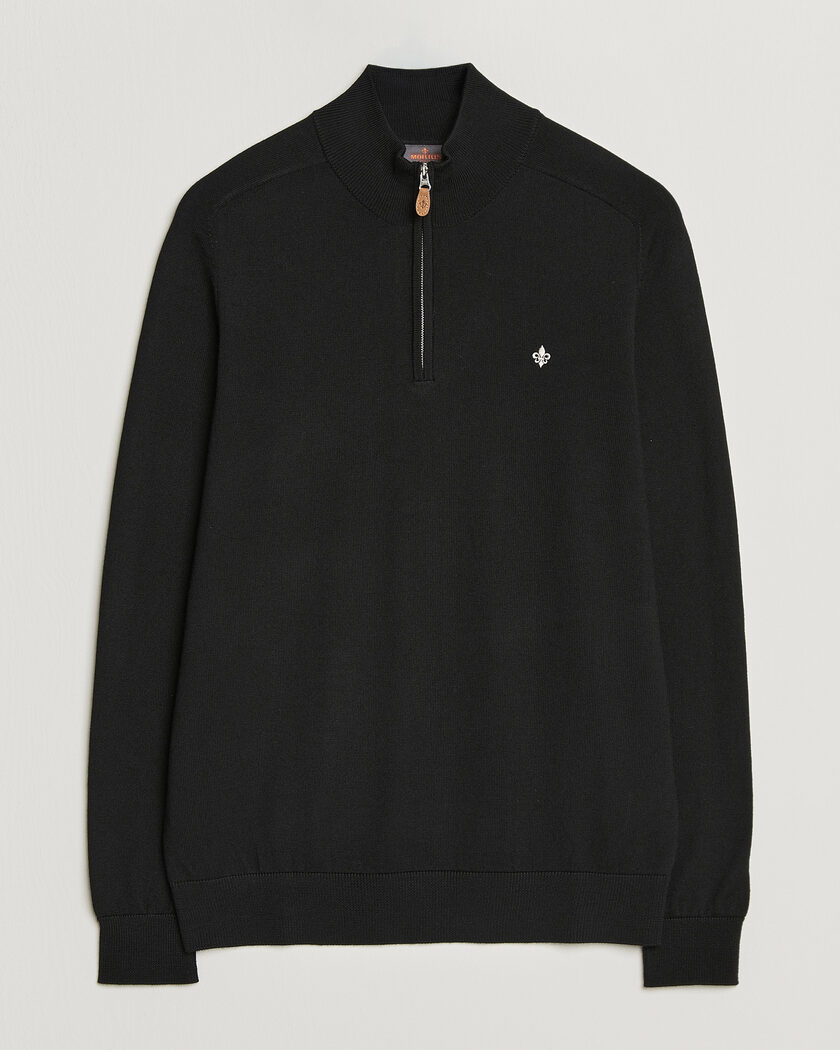 Morris John Merino Half Zip Black – Sort