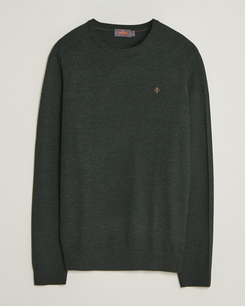 Morris Merino O-Neck Olive – Grøn